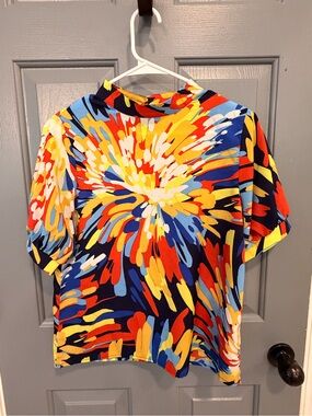 Vibrant Abstract Burst Print Top - Multicolor